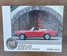 Vintage Fiat Spider 2000 Sales Brochure Handout Leaflet
