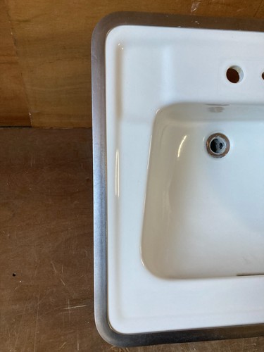 Vtg Ceramic White 20x18 Drop In Sink American Standard Old Bath Lavatory 675-23E - Picture 4 of 16