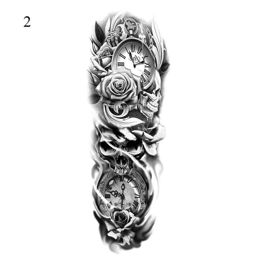 5x Pegatinas impermeables grandes temporales falsos tatuajes manga completa pierna brazo hombres mujeres - Imagen 103 de 259