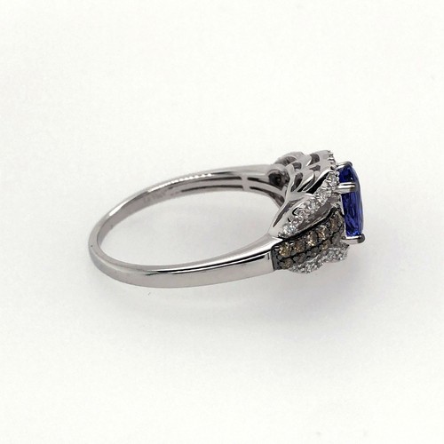 LeVian 14K White Gold Tanzanite G-H SI1 Chocolate Diamond 1.4 cts Ring Size 7 - Picture 4 of 9