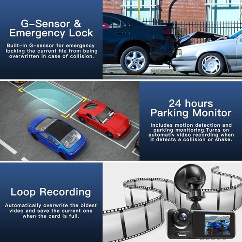 3 Channel Dash Cam - Front, Rear & Inside, 1080P, WiFi, Night Vision, G-Sensor - Picture 11 of 11