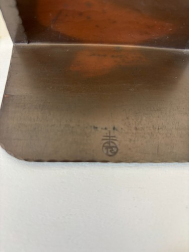 Early Roycroft Bookends Hand Hammered Copper 1909-1912 Big Spindly Mark - Picture 5 of 8