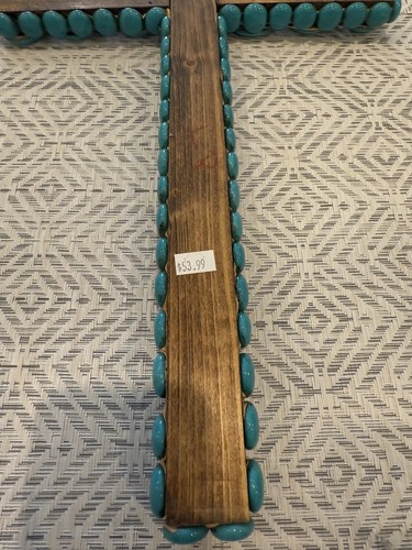 Beautiful Turquoise Colored Large Wood Base Cross - Picture 14 of 14