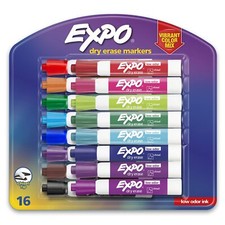 Expo 16 Count Permanent Markers Assorted Bright Colors Chisel Tip Quick Dry