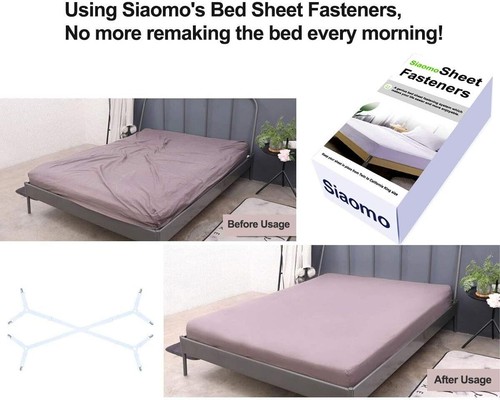 Siaomo Sheet Fasteners Suspenders Straps - Adjustable Crisscross Bed Sheets - Picture 2 of 8