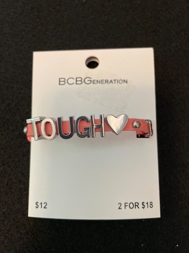 BCBGeneration Mini Affirmation Smooth PVC Pink &Silver Tone Tough 💖 Bracelet  - Picture 9 of 10