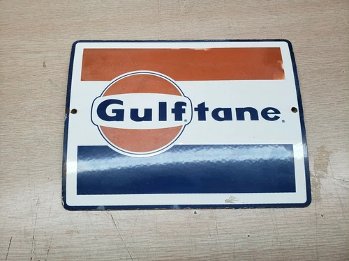 vtg advertising gulftane porcelain pump plate sign