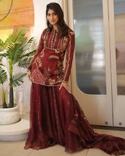 Women Soft Organza Sharara Set Mirror  Sequin Embroidery Kurti Suit
