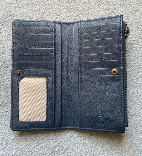 Fat Face Navy Leder Long Wallet Geldbörse