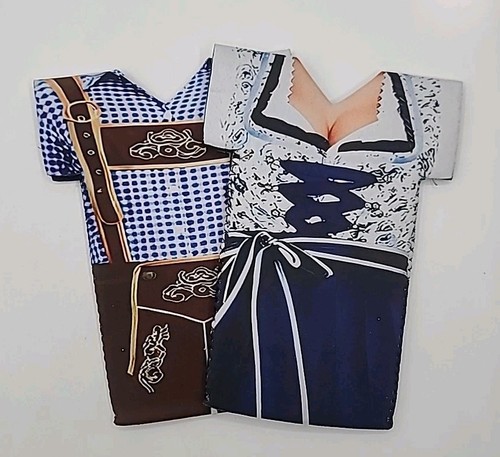 Oktoberfest Lederhosen Manicotto Bottiglia Birra Isolatori Set Coozies - Foto 1 di 5