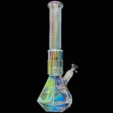 15" Heavy Glass Bong Smoking Hookah Colorful Percolate Water Pipe 14mm