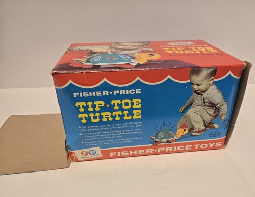 Vintage 1967 Fisher Price Tip Toe Turtle Musical Pull Toy 773 w Box RARE Tip-Toe - Picture 7 of 11