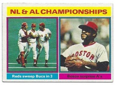 1976 Topps #461 NL and AL Championships/Bench/Gullett/Perez/Luis Tiant NRMT