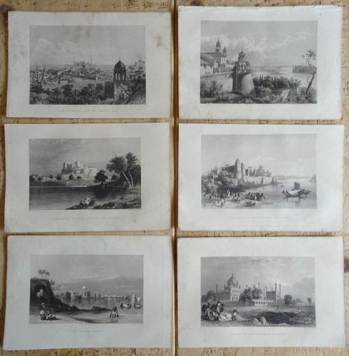 um 1858 Sechs antike Drucke Indien