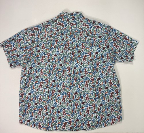 Lands End Men's 3XLT Tall Floral Seersucker Button Shirt Vacation Modern - Picture 2 of 8