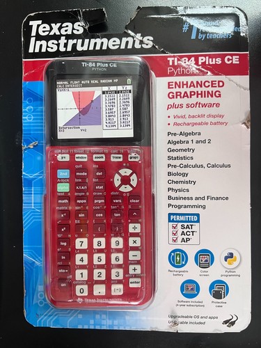 TEXAS INSTRUMENTS TI-84 Plus CE Enhanced Graphing Calculator Rad Red 9569/OB - Picture 1 of 2
