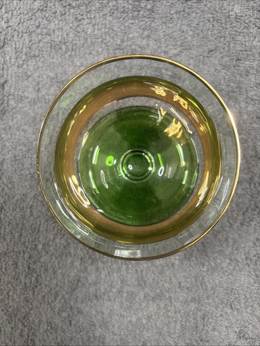 6 ciotole vintage in vetro da cocktail verde e oro gelato Sundae anni 50 60 merce retrò - Foto 6 di 9