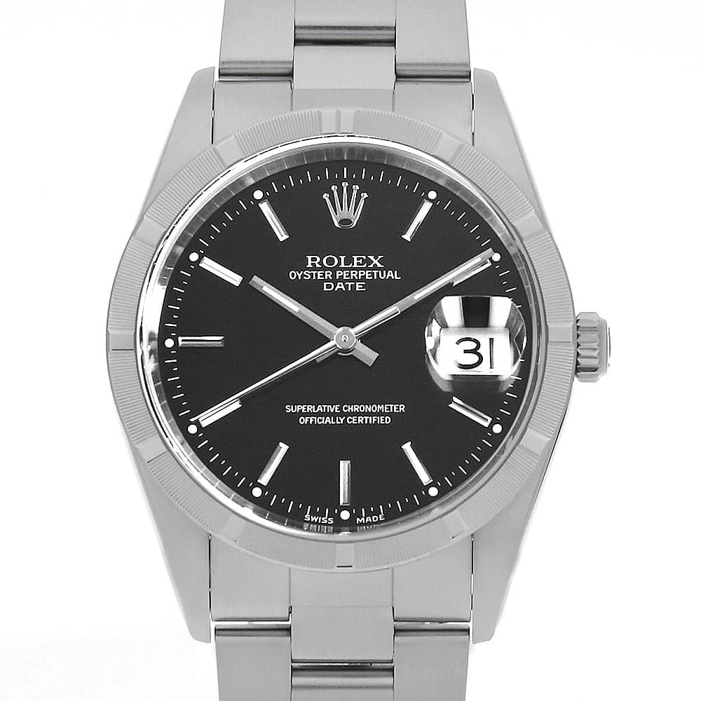 Rolex — ROLEX Oyster Perpetual Date 15210 black bar K Number second hand mens