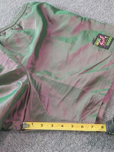 Vintage 90s Surf Style Shorts Purple/Green Iridescent Swim Trunks Size 2XL. - Picture 6 of 10