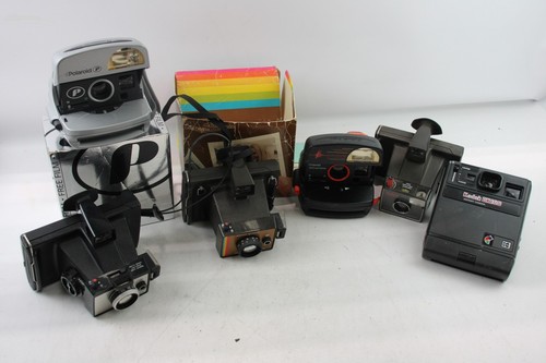Assorted Vintage Polaroid Instant Film Cameras w/ Some Cases Untested Job Lot