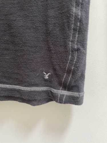 American Eagle Damen einfarbig dunkelgrau transparente Baumwolle Kapuze Langarmshirt M - Bild 4 von 6