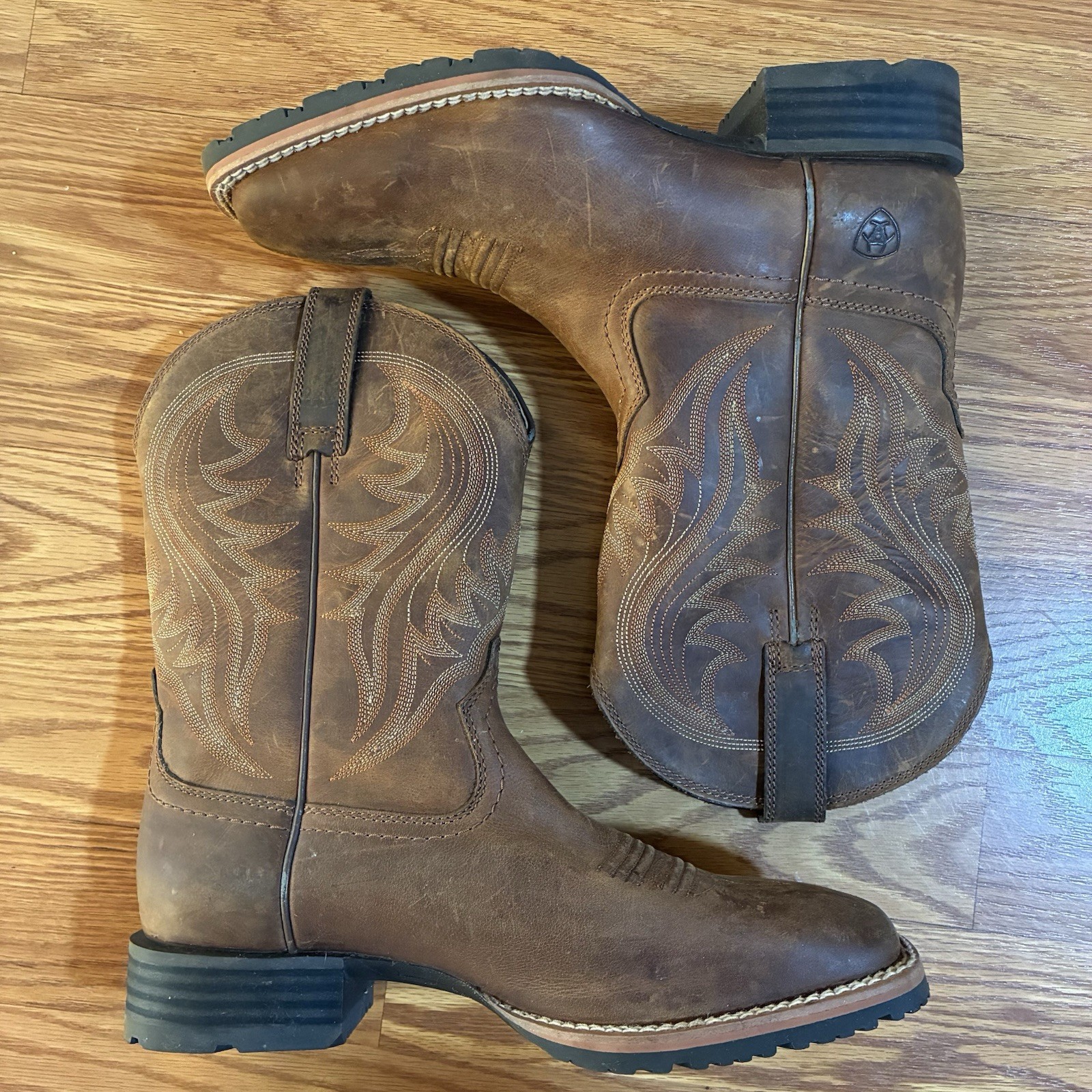 's 8 Ee Distressed Hybrid Rancher Western Boots Brown Leathe