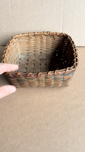 Antique Woven Splint Basket Paint Decorated 1890s Shenandoah Valley of Virginia - Video 1 of 1
