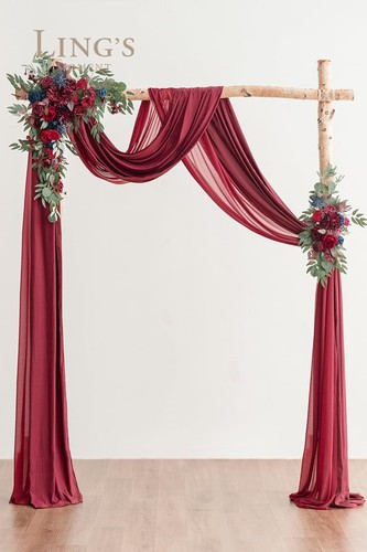 Ling's Moment Burgundy Artificial Wedding Arch Flowers Kit Pack of 4, 2pcs Ha... - Picture 3 of 8