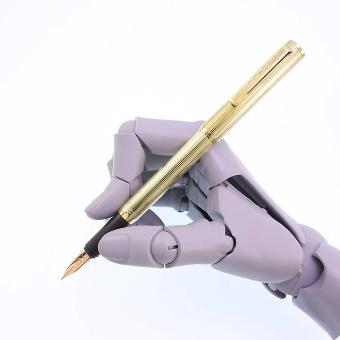 Linha de caneta-tinteiro A.DUNHILL banhada a ouro metal nova na caixa EF 14K ferramenta de instrumento de escrita - Imagem 3 de 4