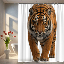 Realistic Tiger Shower Curtain for Animal Lovers