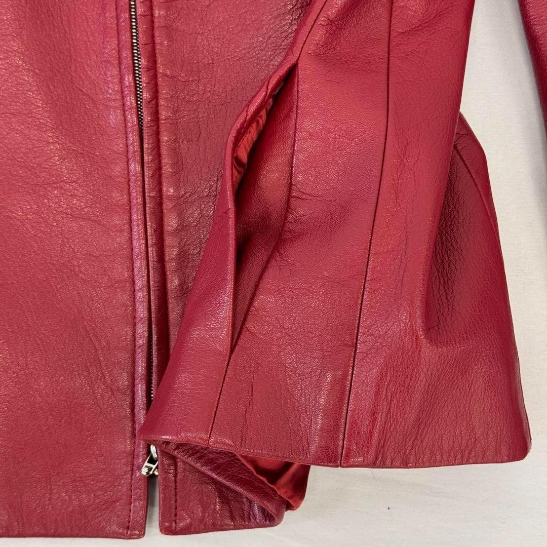 AKRIS punto Lamb Leather Riders Jacket Bordeaux US6 M Real