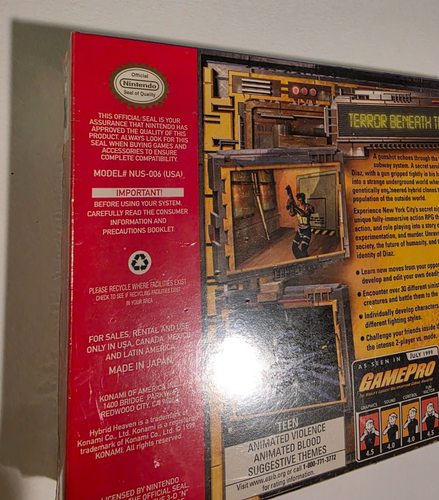 Hybrid Heaven (Nintendo 64 N64, 1999) ☆ SEALED ☆ Brand New ☆ - Picture 9 of 13