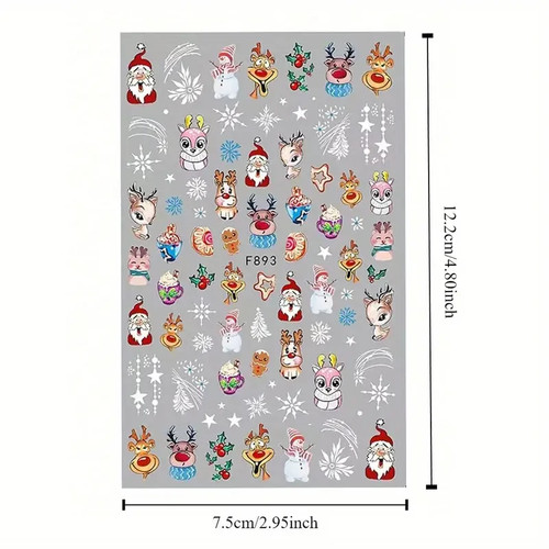 🎄 Festliche Rentier Nail Art Sticker 🎅 Niedliche Weihnachten Santa Hirsch Aufkleber 💅✨ - Bild 3 von 3