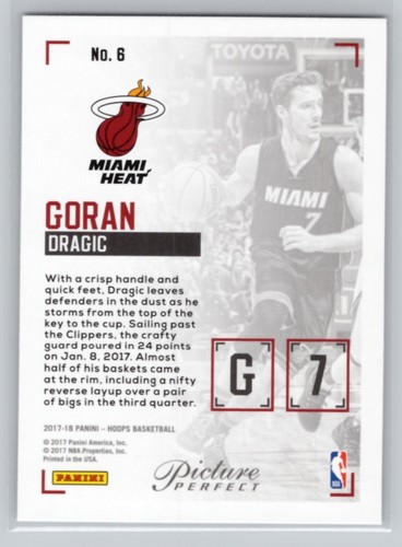 Hoops #6 Goran Dragic 2017-18 imagen perfecta Miami Heat - Imagen 2 de 2