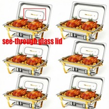 4/6/8pcs 8QT 316 Stainless Steel Chafer Chafing Dishes Sets Catering Food Warmer