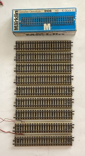 vintage marklin 5106 straight ho scale train track used Only 9 Tracks