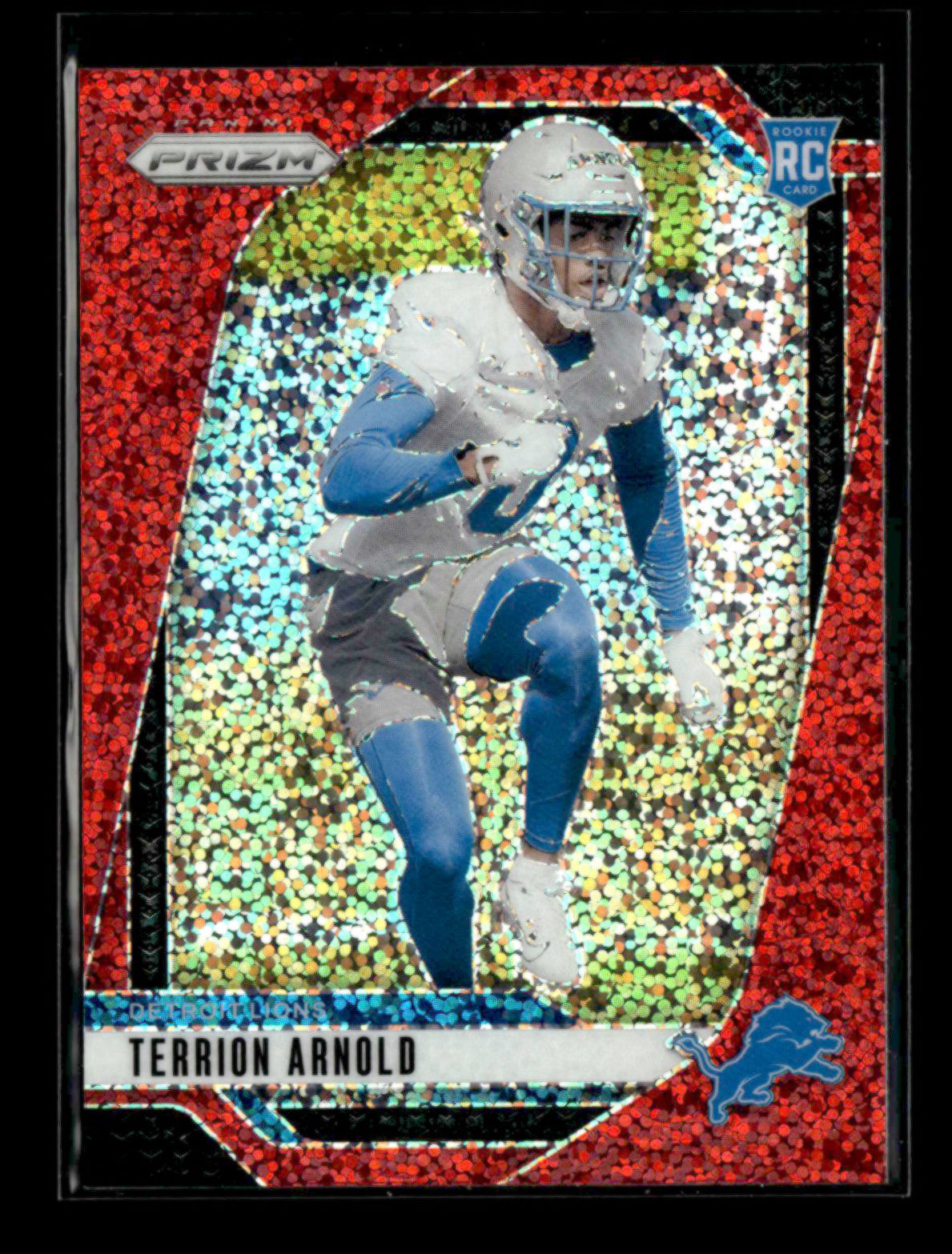 Terrion Arnold RC 2024 Panini Prizm Football Red Sparkle Prizm #389 Lions