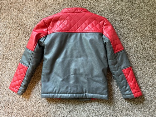 Disney Marvel Spider-Man Faux Leather Biker Jacket Coat Size 5/6 Kids Red - Picture 7 of 7
