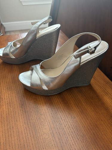 Nine West Womens Kheri Heeled Sandal Silver 040, Size 8 - Picture 2 of 5