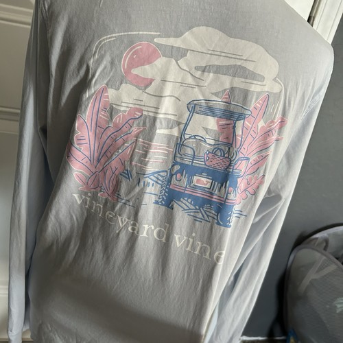 Vineyard Vines Damen Langarm T-Shirt Größe Large hellblau Golfwagen-Design - Bild 5 von 6