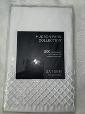 Hudson Park Collection Embroidered Geo King Sham, White/White