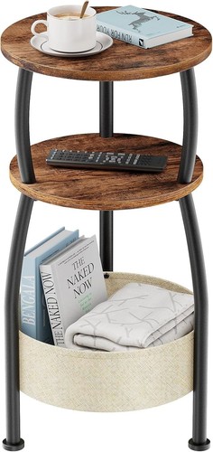 3-Tier Accent Bedside Corner Table Nightstand Bedside Tables with Storage Basket - Bild 19 von 44