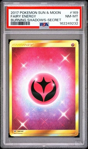 PSA 8 Fairy Energy Secret Rare Gold 2017 Pokémon Burning Shadows #169