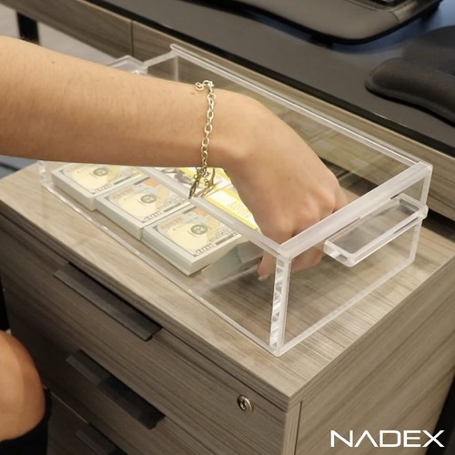 Caja de efectivo de acrílico transparente con cubierta deslizante - 5 mm de espesor de caja - 8 mm de bloqueo Hol... - Imagen 9 de 9
