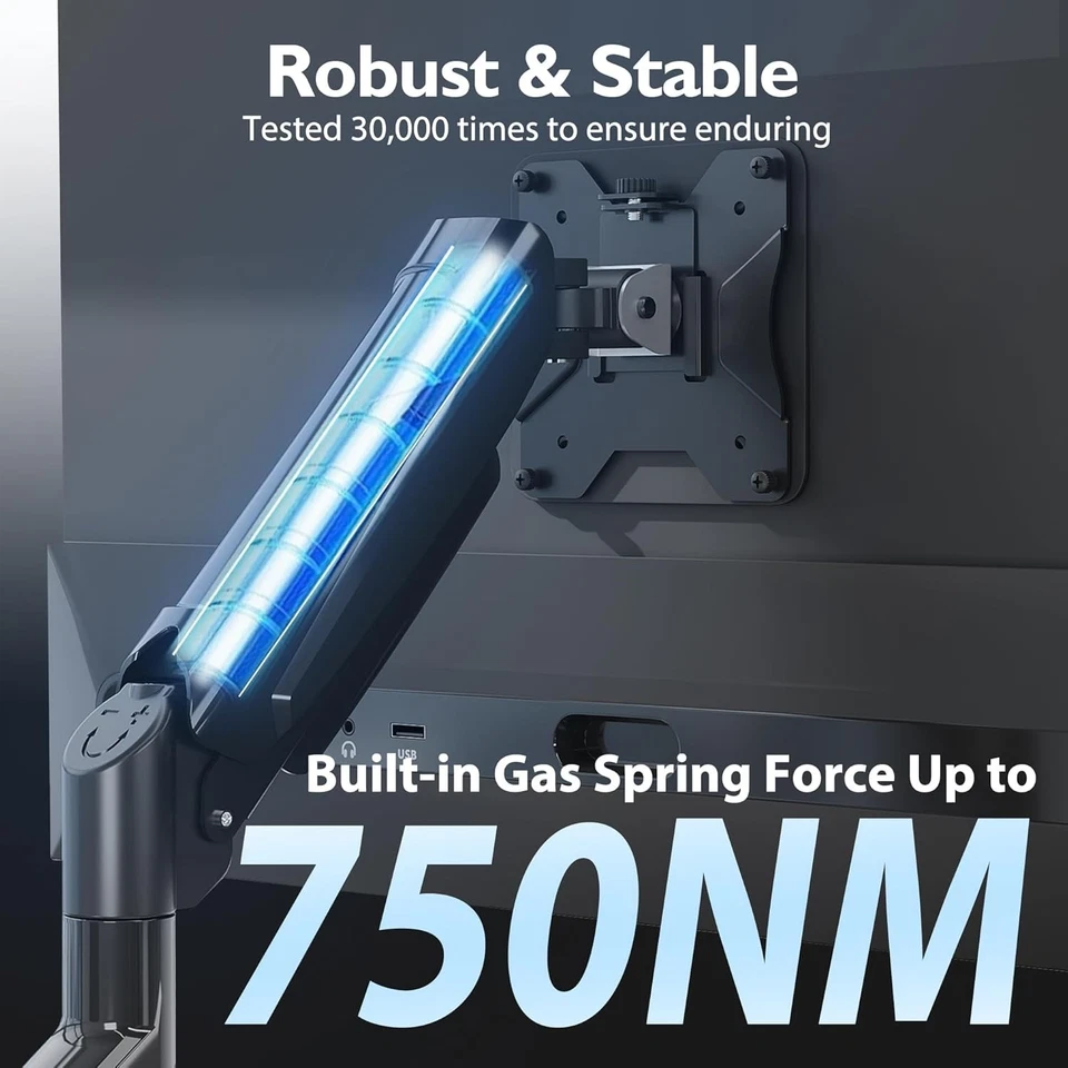 BONTEC Monitor Halterung 13-34 Zoll Bildschirm Hält 3-9 kg Gasdruckfeder Neigbar - Bild 3 von 4