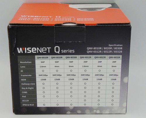 Wisenet Hanwha QNV-6012R 2MP IR Vandal Dome Camera PoE IP66 IK10 - Picture 6 of 6