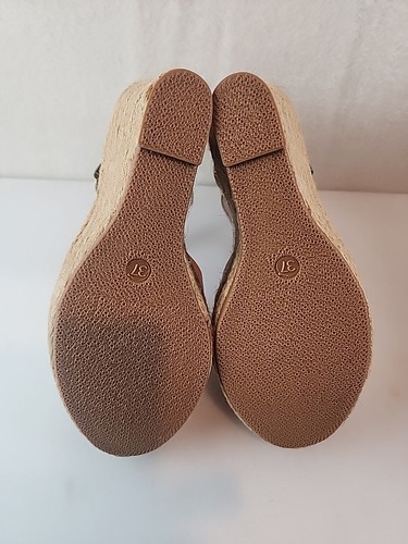 T3P TOP 3 Damen-Sandalen Jute Keilabsatz Fersenriemen goldfarben 6,5 - Bild 6 von 10