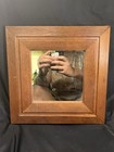 VINTAGE SQUARE BROWN WOOD MIRROR 11.25”