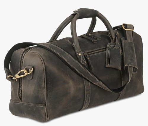 KomalC Leder Reisetasche Herren/Damen Vollnarbenleder Nacht Sport - Bild 13 von 13
