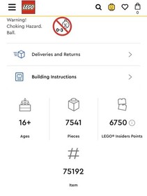 New Sealed Millennium Falcon 75192 Star Wars LEGO Building Block Set Model